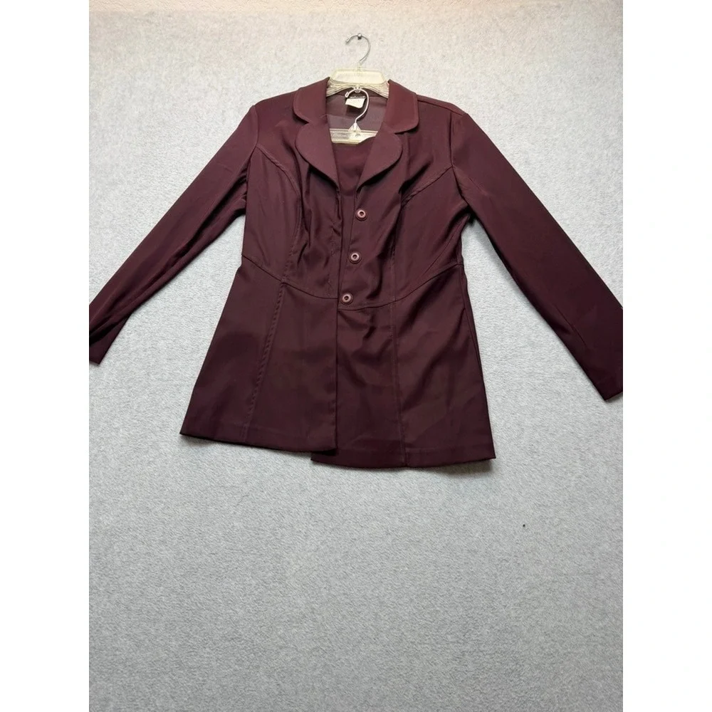 The Splurge Burgundy Skirt Suit Set Blazer and Skirt Two Piece Plum Professional